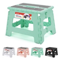 Acstep 9 Inch Folding Step Stool 300 Lb Capacity Non Slip Foot Stool With Handle Plastic Foldable Step Stools For Kids Stepping