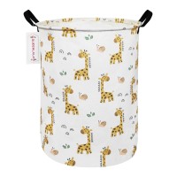 Queenlala Large Storage Basket,Laundry Hamper/Bathroom/Home Decor/Collapsible Round Storage Bin,Boys And Girls Hamper/Boxes/Clothing (Round Giraffe)
