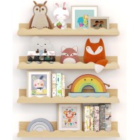 Kids Bookshelf Set Of 4 Wood Floating Nursery Book Shelves Picture Ledge Shelf For Wall Decor And Storage Perfect For Book