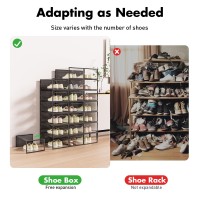 Foluck Shoe Storage Box 15 Pack Clear Plastic Stackable Shoe Organizer For Closet Interlocking Design Shoe Container Bins For