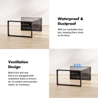 Foluck Shoe Storage Box 15 Pack Clear Plastic Stackable Shoe Organizer For Closet Interlocking Design Shoe Container Bins For