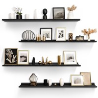 Lavie Home 48Inch Black Floating Shelves For Wall Storage Set Of 4 Modern Minimalist Picture Ledge Shelf Wall Decor For Kitch