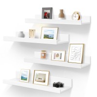 Lavie Home 24Inch White Floating Shelves For Wall Storage Set Of 4 Modern Minimalist Picture Ledge Shelf Wall Decor For Kitch