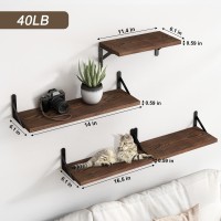 Ygeomer Floating Shelves For Wall Dark Carbonized Pine Wall Shelves Different Sizes Wall Mounted Wood Shelf For Living Room B