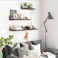 Ygeomer Floating Shelves For Wall Dark Carbonized Pine Wall Shelves Different Sizes Wall Mounted Wood Shelf For Living Room B