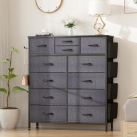 Lulive Dresser For Bedroom With 12 Drawers Tall Dresser Chest Of Drawers With Side Pockets And Hooks Fabric Dresser Storage To