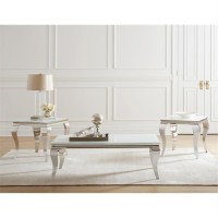 Luna Rectangle Coffee Table White and Chrome