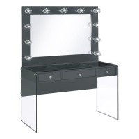 Afshan 3drawer Vanity Desk with Lighting Mirror Grey High Gloss