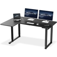 Motiongrey Ergo2- Electric Motor Height Adjustable Standing Desk, L Shaped Ergonomic Stand Up Desk, L Shaped Adjustable Computer Sit Stand Desk Stand - L Shape Desk With Table Top