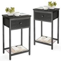 Fixwal Nightstands Set Of 2 End Side Table With Drawer Bedside Table With Shelf For Living Room Bedroom Wood Metal Accent Fur