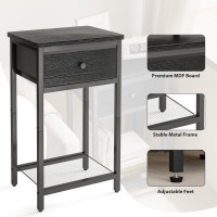 Fixwal Nightstands Set Of 2 End Side Table With Drawer Bedside Table With Shelf For Living Room Bedroom Wood Metal Accent Fur