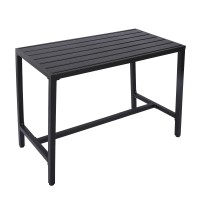 Sumshadow Outdoor Bar Table Patio Console Pub Height Table With Powder Coated Steel Frame Weather Resistant Waterproof Top For