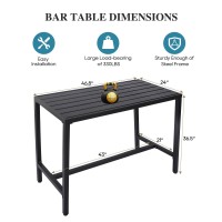 Sumshadow Outdoor Bar Table Patio Console Pub Height Table With Powder Coated Steel Frame Weather Resistant Waterproof Top For