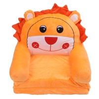 Orange Lion Foldable Kids Sofa Cartoon Cute Animal Toddler Couch Bed Backrest Armchair Mini Sofa For Infant Toddler Boys Girls(2 Layers)