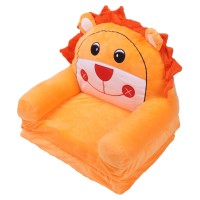 Orange Lion Foldable Kids Sofa Cartoon Cute Animal Toddler Couch Bed Backrest Armchair Mini Sofa For Infant Toddler Boys Girls(2 Layers)