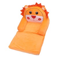 Orange Lion Foldable Kids Sofa Cartoon Cute Animal Toddler Couch Bed Backrest Armchair Mini Sofa For Infant Toddler Boys Girls(2 Layers)