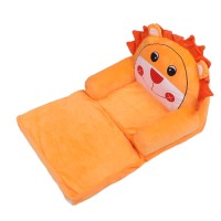 Orange Lion Foldable Kids Sofa Cartoon Cute Animal Toddler Couch Bed Backrest Armchair Mini Sofa For Infant Toddler Boys Girls(2 Layers)