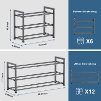 Bumusty 3Tier Expandable Shoe Rack For Closet 1833 Adjustable Shoe Rack For Small Space Small Shoe Organizer For Front Do