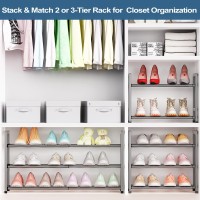 Bumusty 3Tier Expandable Shoe Rack For Closet 1833 Adjustable Shoe Rack For Small Space Small Shoe Organizer For Front Do