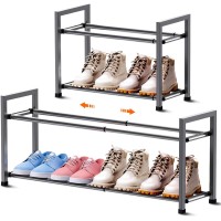 Bumusty 2Tier Expandable Shoe Rack For Closet 1833 Adjustable Shoe Rack For Small Space Small Shoe Organizer For Front Do