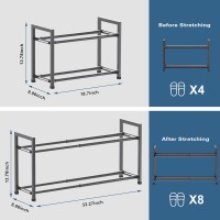 Bumusty 2Tier Expandable Shoe Rack For Closet 1833 Adjustable Shoe Rack For Small Space Small Shoe Organizer For Front Do