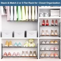 Bumusty 2Tier Expandable Shoe Rack For Closet 1833 Adjustable Shoe Rack For Small Space Small Shoe Organizer For Front Do