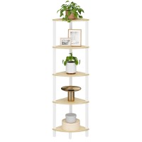 Vimber Corner Shelf 5Tier Corner Bookshelf Industrial Corner Ladder Shelf Rustic Display Shelf For Living Room Bedroom Kit