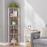 Vimber Corner Shelf 5Tier Corner Bookshelf Industrial Corner Ladder Shelf Rustic Display Shelf For Living Room Bedroom Kit