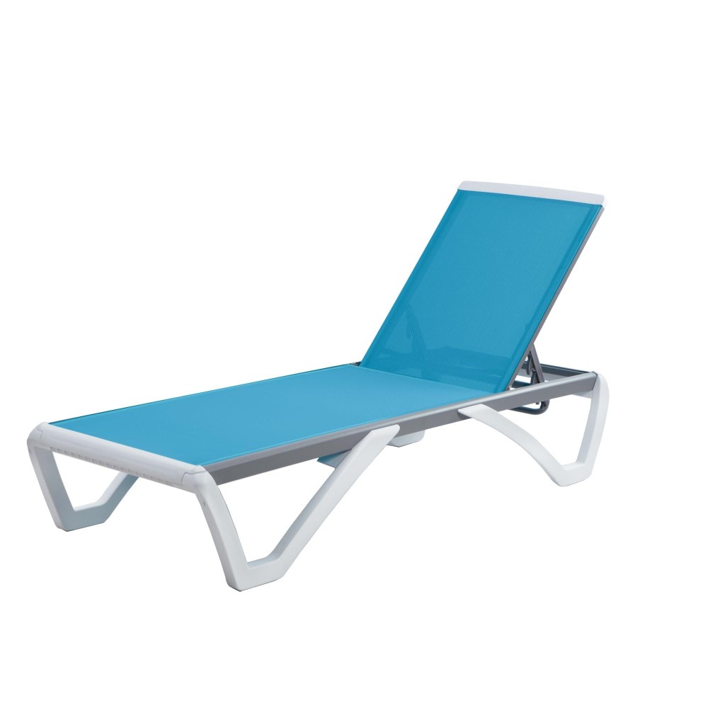 Kozyard Patio Chaise Lounge Chair Full Flat Alumium Resin Legs Outdoor Reclining Adjustable Chair For Sunbathing Beach Pa