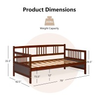 Gorelax Twin Daybed Frame, Wooden Sofa Bed Twin Size Day Bed Frame With Wood Slat Support & Rails, Dual-Use Sturdy Platform Bed Frame For Bedroom, Living Room, Guest Room, No Box Spring Required