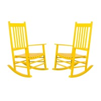 Shine Company Vermont Rocking Chairs Outdoor Front Porch Rocker Set Of 2 Lemon