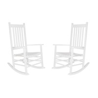 Shine Company Vermont Rocking Chairs Outdoor Front Porch Rocker Set Of 2 White