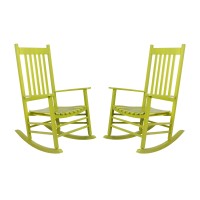 Shine Company Vermont Rocking Chairs Outdoor Front Porch Rocker Set Of 2 Lime