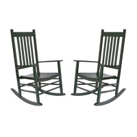 Shine Company Vermont Rocking Chairs Outdoor Front Porch Rocker Set Of 2 Dark Green