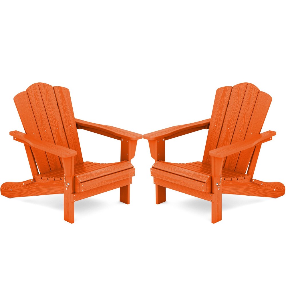 Kingyes Folding Adirondack Chair Set Of 2 Hdpe Allweather Folding Adirondack Chair Orange