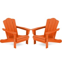 Kingyes Folding Adirondack Chair Set Of 2 Hdpe Allweather Folding Adirondack Chair Orange