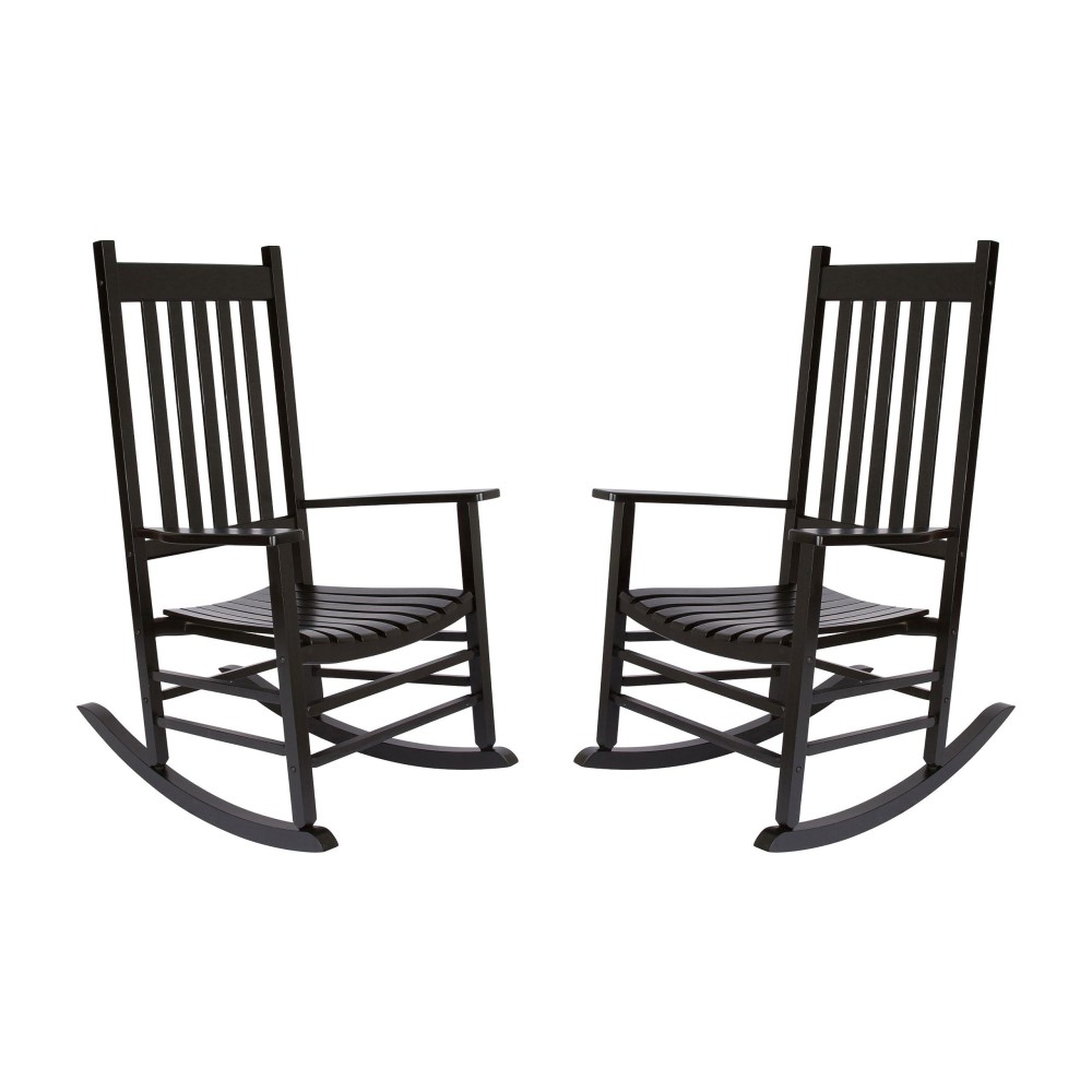 Shine Company Vermont Rocking Chairs Outdoor Front Porch Rocker Set Of 2 Black