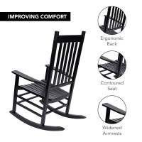 Shine Company Vermont Rocking Chairs Outdoor Front Porch Rocker Set Of 2 Black