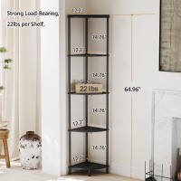 Sunmory 5 Tier Corner Shelf Stand Industrial 65 Corner Shelves Display Shelf For Living Room Decor Wall Corner Bookshelf Mul