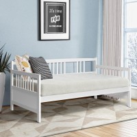 Gorelax Twin Daybed Frame, Wooden Sofa Bed Twin Size Day Bed Frame With Wood Slat Support & Rails, Dual-Use Sturdy Platform Bed Frame For Bedroom, Living Room, Guest Room, No Box Spring Required