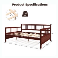 Gorelax Full Daybed Frame, Wooden Sofa Bed Full Size Day Bed Frame With Wood Slat Support & Rails, Dual-Use Sturdy Platform Bed Frame For Bedroom, Living Room, Guest Room, No Box Spring Required