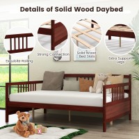 Gorelax Full Daybed Frame, Wooden Sofa Bed Full Size Day Bed Frame With Wood Slat Support & Rails, Dual-Use Sturdy Platform Bed Frame For Bedroom, Living Room, Guest Room, No Box Spring Required