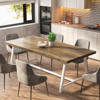 Tribesigns Dining Table For 8 People 7087Inch Rectangular Wood Kitchen Table With Strong Metal Frame Vintage Large Long Dini