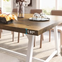 Tribesigns Dining Table For 8 People 7087Inch Rectangular Wood Kitchen Table With Strong Metal Frame Vintage Large Long Dini