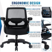 400Lb Big And Tall Office Chair, Ergonomic Mesh Desk Chair With Flip Arms,Heavy Duty Home Office Desk Chair, Wide Seat Computer Chair For Heavy People, Executive Rolling Swivel Task Chair For Adults