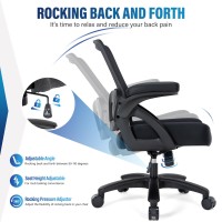 400Lb Big And Tall Office Chair, Ergonomic Mesh Desk Chair With Flip Arms,Heavy Duty Home Office Desk Chair, Wide Seat Computer Chair For Heavy People, Executive Rolling Swivel Task Chair For Adults