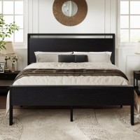 Allewie Queen Size Platform Bed Frame With Wooden Headboard And Footboard Heavy Duty 12 Metal Slats Support No Box Spring Need