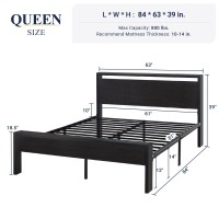 Allewie Queen Size Platform Bed Frame With Wooden Headboard And Footboard Heavy Duty 12 Metal Slats Support No Box Spring Need