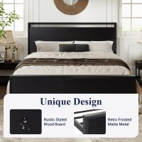 Allewie Queen Size Platform Bed Frame With Wooden Headboard And Footboard Heavy Duty 12 Metal Slats Support No Box Spring Need