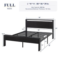 Allewie Full Size Platform Bed Frame With Wooden Headboard And Footboard Heavy Duty 12 Metal Slats Support No Box Spring Neede